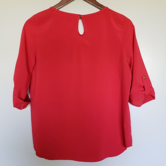 Pomelo Red 3/4 Length Sleeve Flair Out Blouse Size XL - Picture 6 of 10